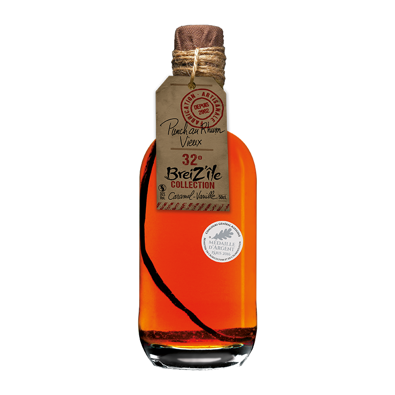 Photographie d'une bouteille de Punch au Rhum Vieux Caramel Vanille