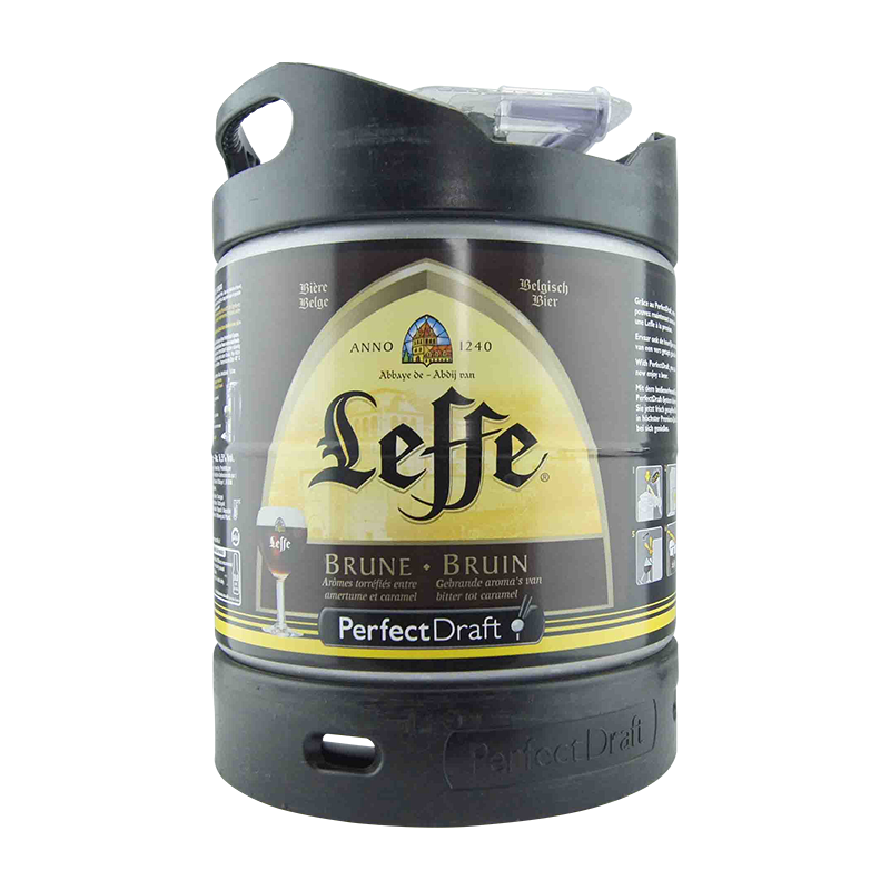 Photographie d'un fût de bière Leffe Brune Fût 6L