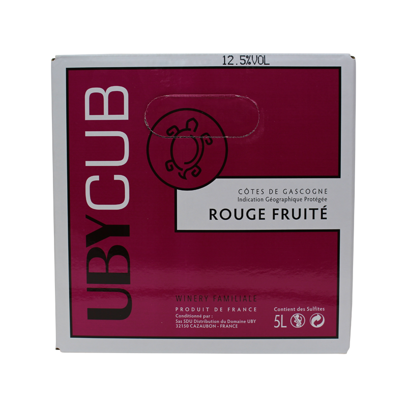 Photographie d'une bouteille de vin rouge UBY CUB ROUGE FRUITE COTES DE GASCOGNE