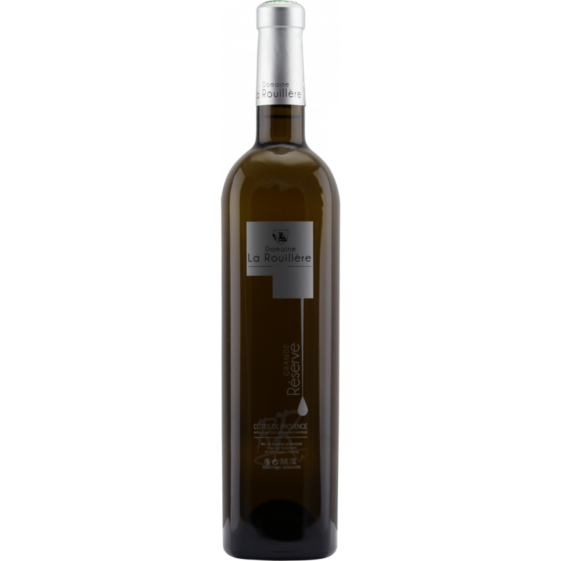 Photographie d'une bouteille de vin blanc domaine de la rouillere grande reserve aoc blanc 2018 75 cl