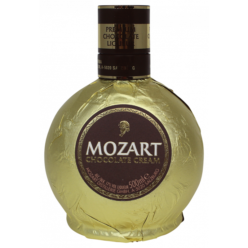 Photographie d'une bouteille de Liqueur de Chocolat Mozart