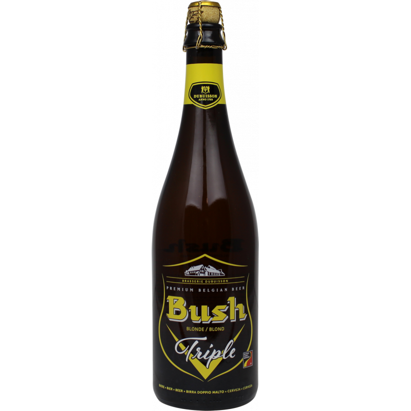 Photographie d'une bouteille de bière Bush Blonde Triple 75cl
