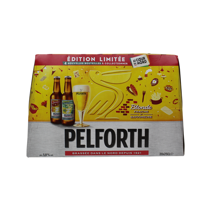 Photographie d'une bouteille de bière Pelforth Blonde 20x25cl