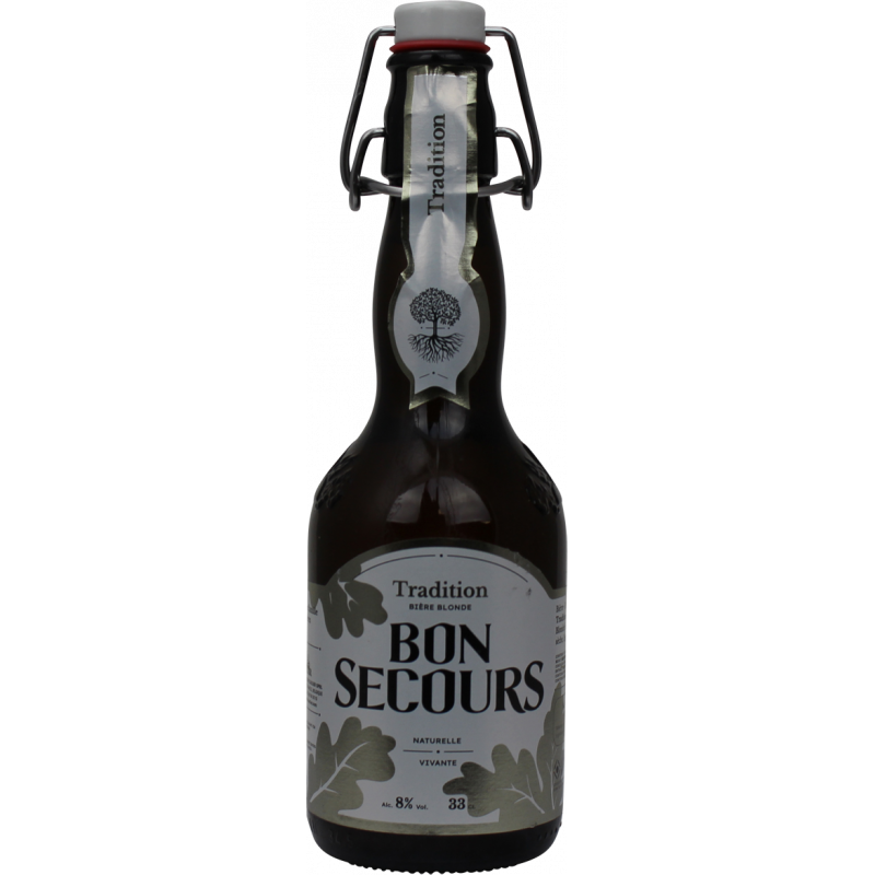 Photographie d'une bouteille de bière Bon Secours Tradition Blonde 33cl