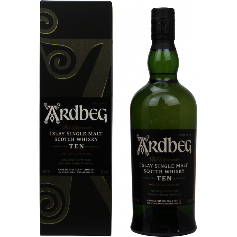 Photographie d'une bouteille de Whisky Ardbeg 10 ans