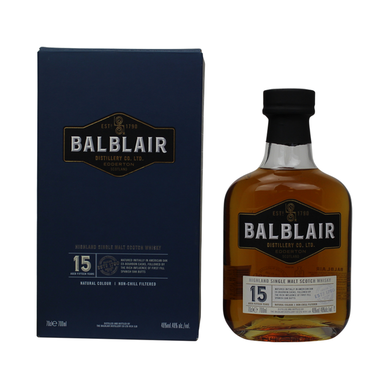 Photographie d'une bouteille de Whisky Balblair 15 ans