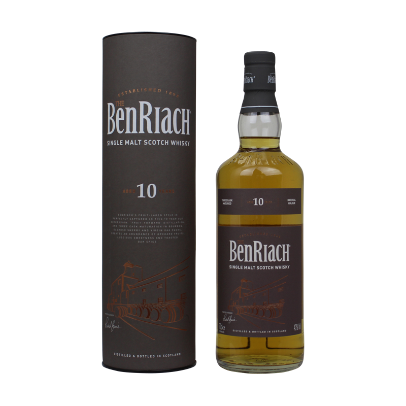 Photographie d'une bouteille de Whisky Benriach Single Malt 10 ans