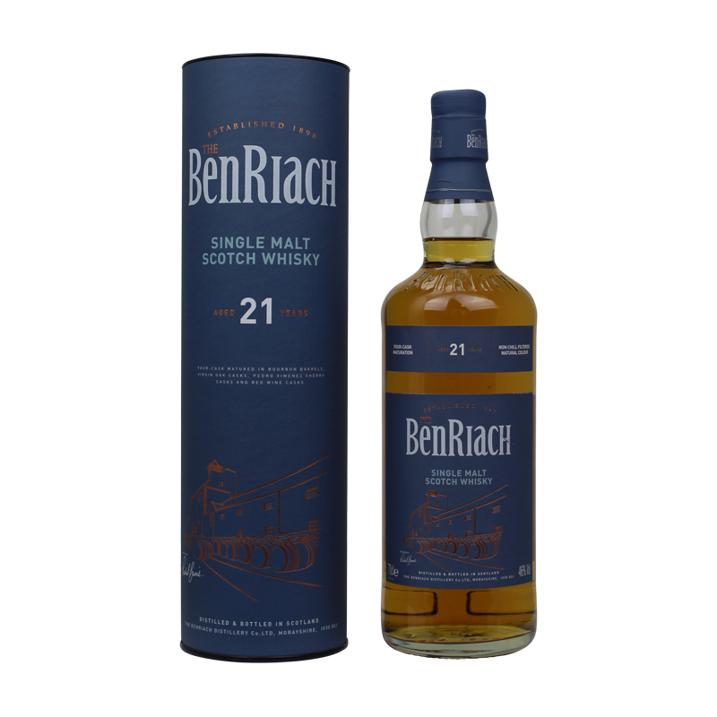 Photographie d'une bouteille de Whisky Benriach 21 ans