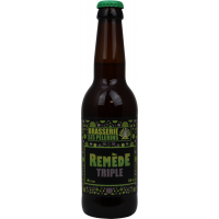 Photographie d'une bouteille de bière Remede Triple 33cl