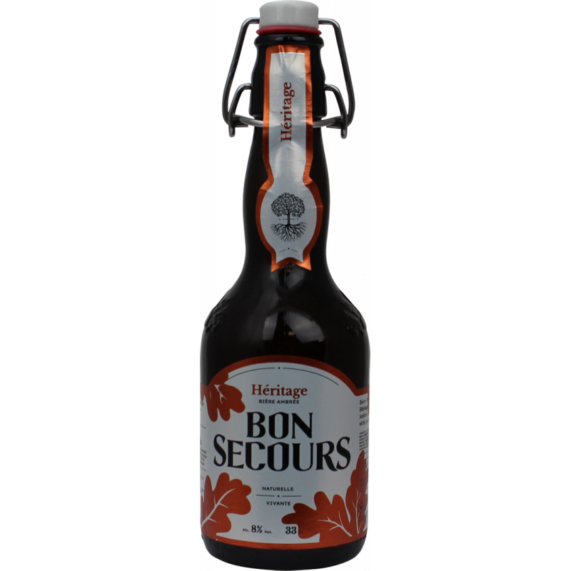 Photographie d'une bouteille de bière Bon Secours Héritage Ambrée 33cl