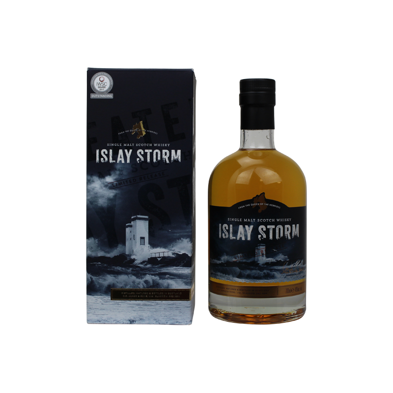 Photographie d'une bouteille de Whisky Islay Storm Single Malt