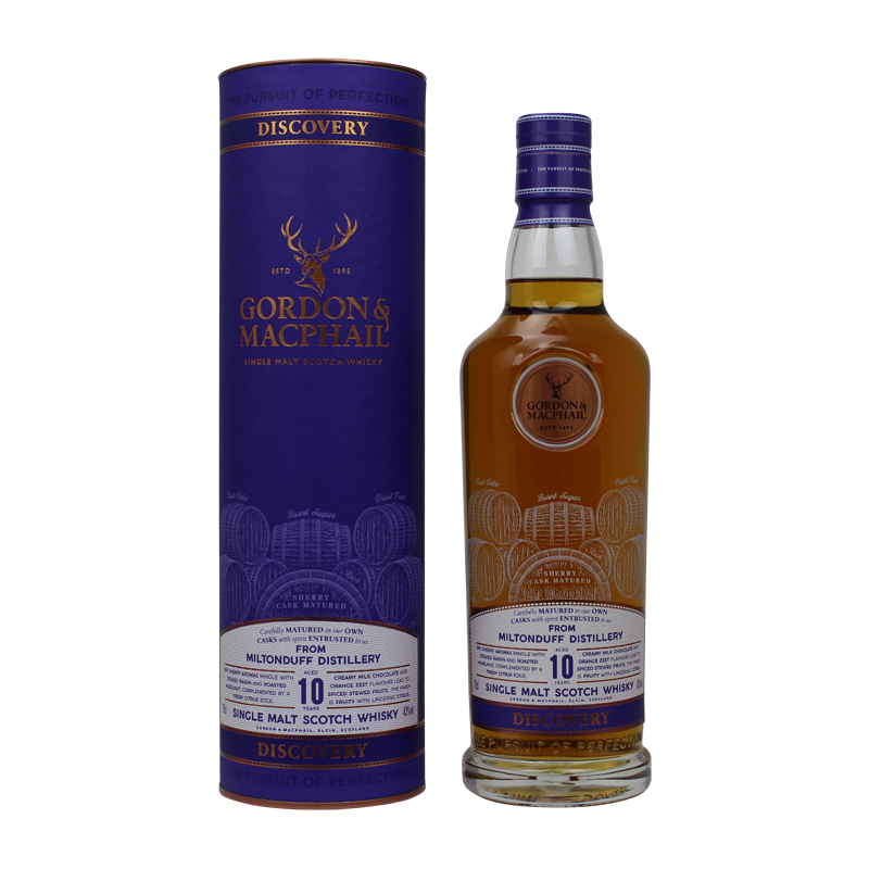 Photographie d'une bouteille de Whisky Miltonduff 10 ans Sherry Cask