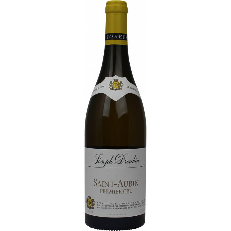 Photographie d'une bouteille de vin blanc saint aubin premier cru joseph drouhin aoc blanc 2018 75 cl