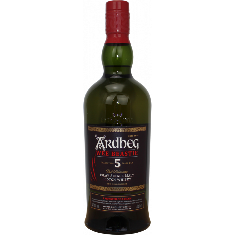 Photographie d'une bouteille de Whisky Ardbeg Wee Beastie 5 ans