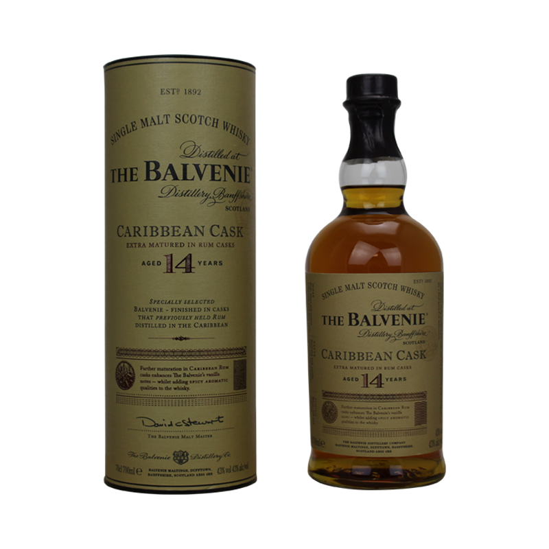 Photographie d'une bouteille de Whisky The Balvenie CaribbeanCask 14 ans