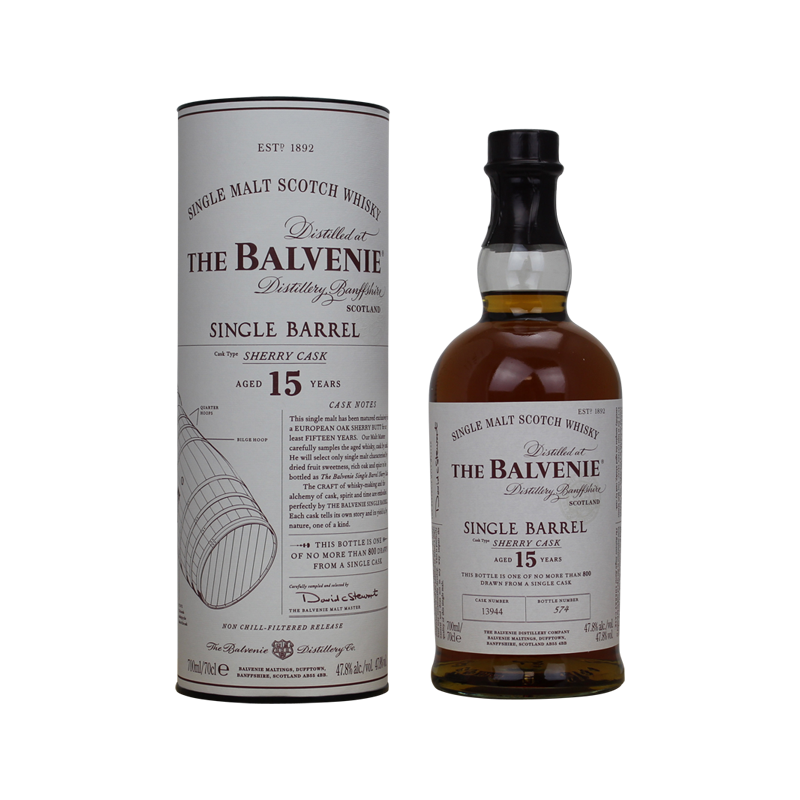 Photographie d'une bouteille de Whisky The Balvenie 15 ans