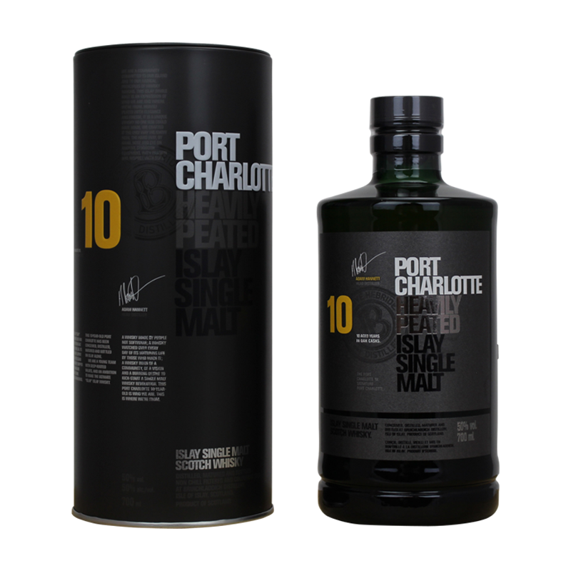 Photographie d'une bouteille de Whisky Port Charlotte 10 ans