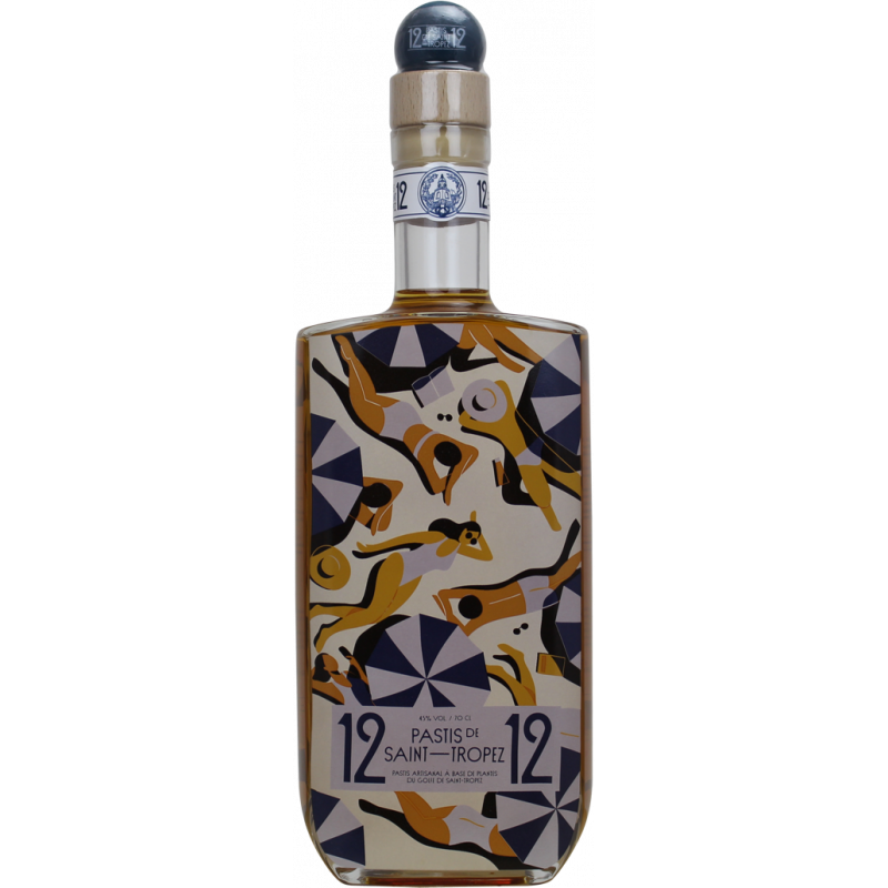 Photographie d'une bouteille de 12/12 pastis de saint-tropez plage 70cl