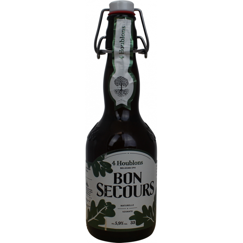 Photographie d'une bouteille de bière Bon Secours 4 Houblons Belgian IPA 33cl