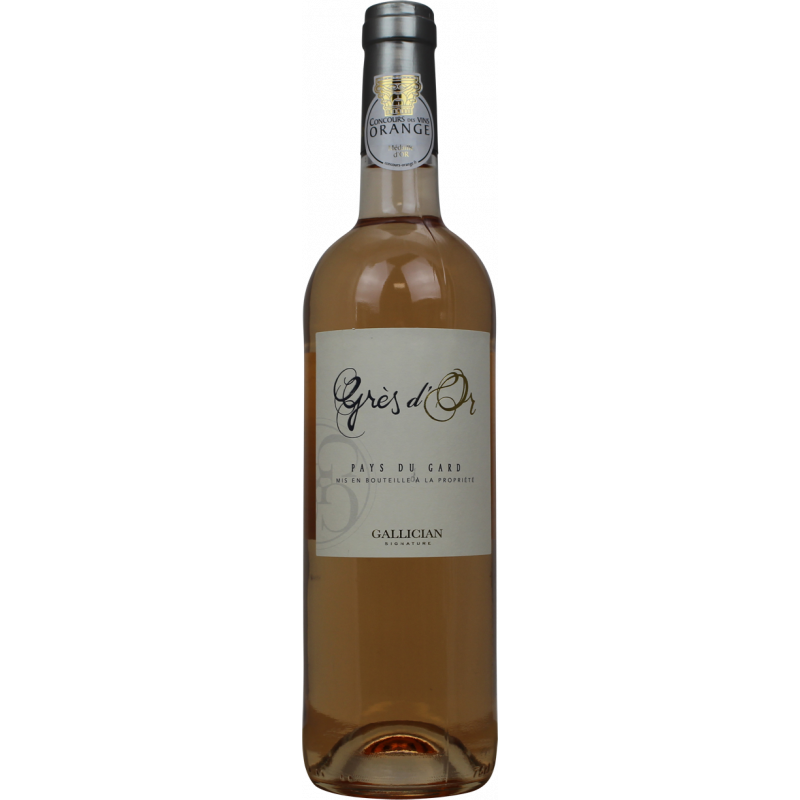 Photographie d'une bouteille de vin rosé Grés d'Or Gallician IGP Rosé