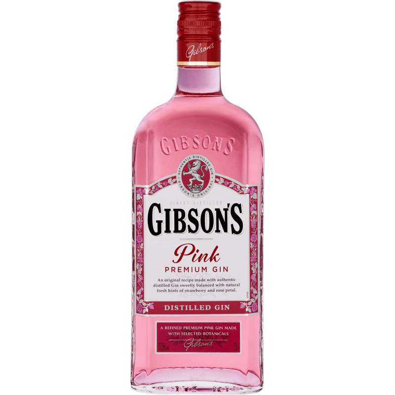 Photographie d'une bouteille de Gin Gibson's Pink