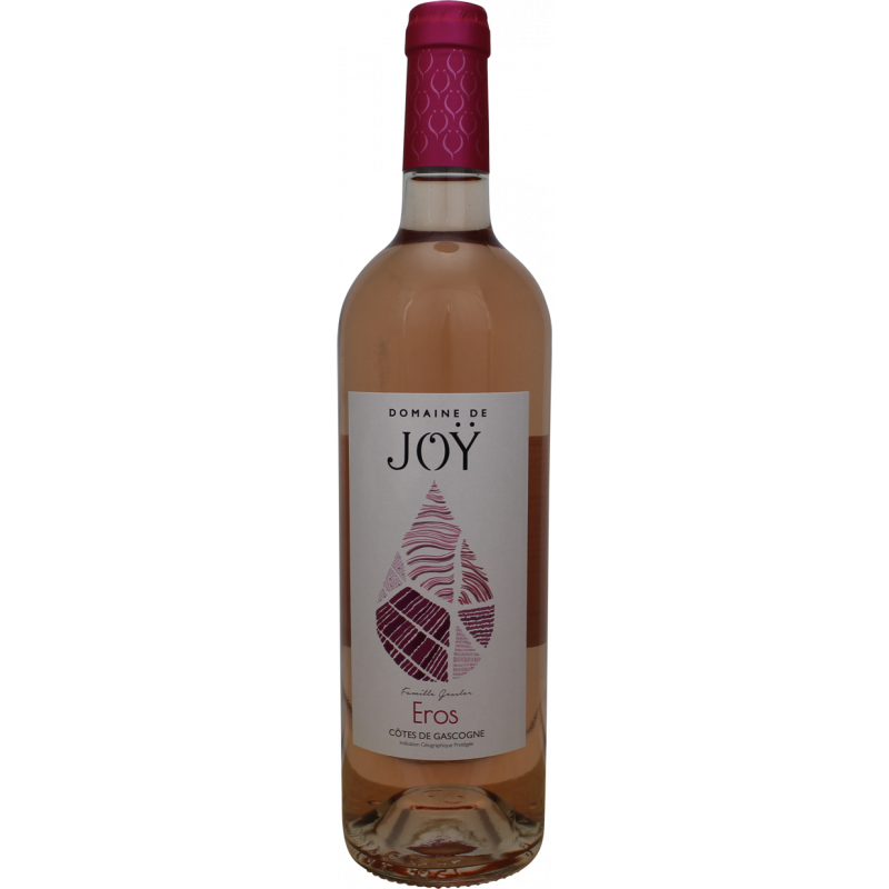 Photographie d'une bouteille de vin rosé Domaine de Joy Eros IGP Rosé 75 cl