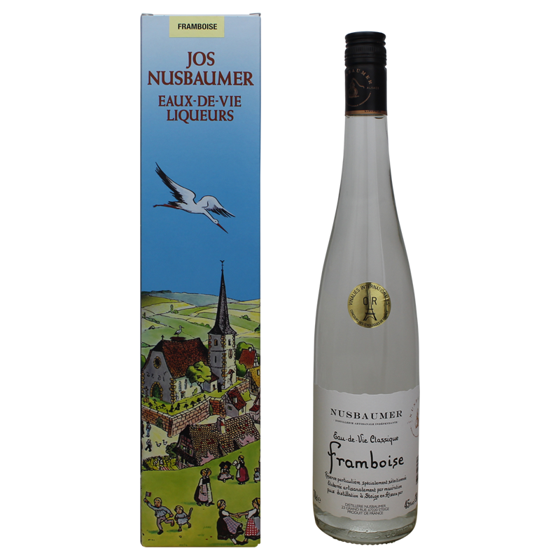 Photographie d'une bouteille de Eau de vie de framboise - Nusbaumer