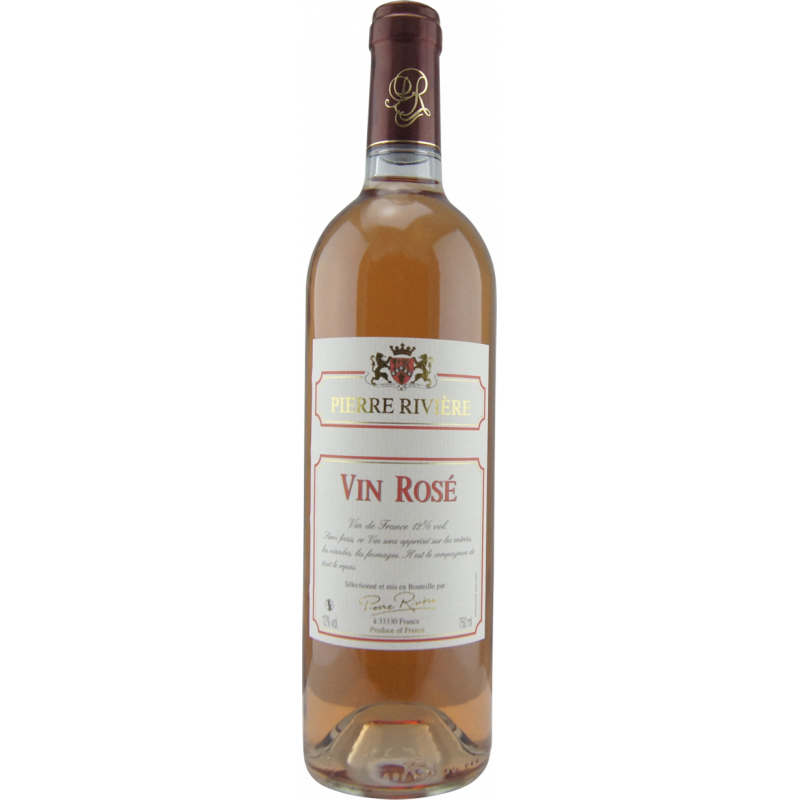 Photographie d'une bouteille de vin rosé Pierre Rivière