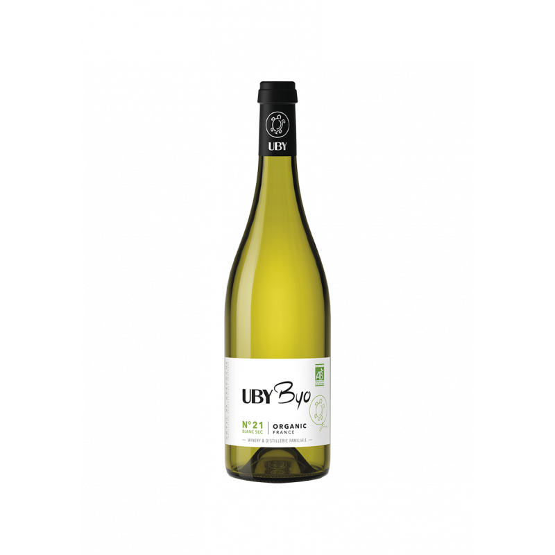 Photographie d'une bouteille de vin blanc UBY N°21 BYO