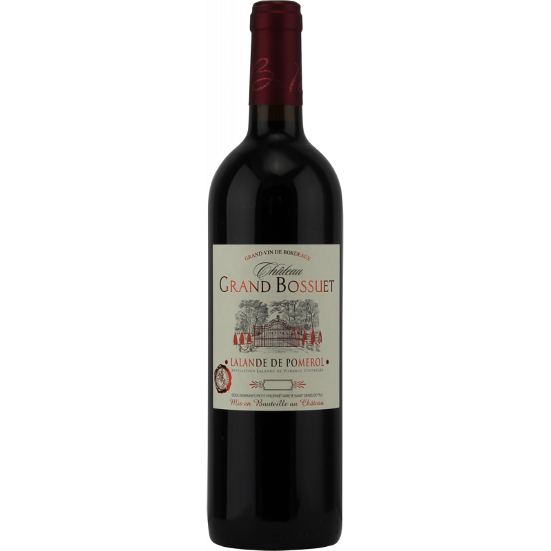 Photographie d'une bouteille de vin rouge chateau grand bossuet aoc rouge 2020 75 cl cb