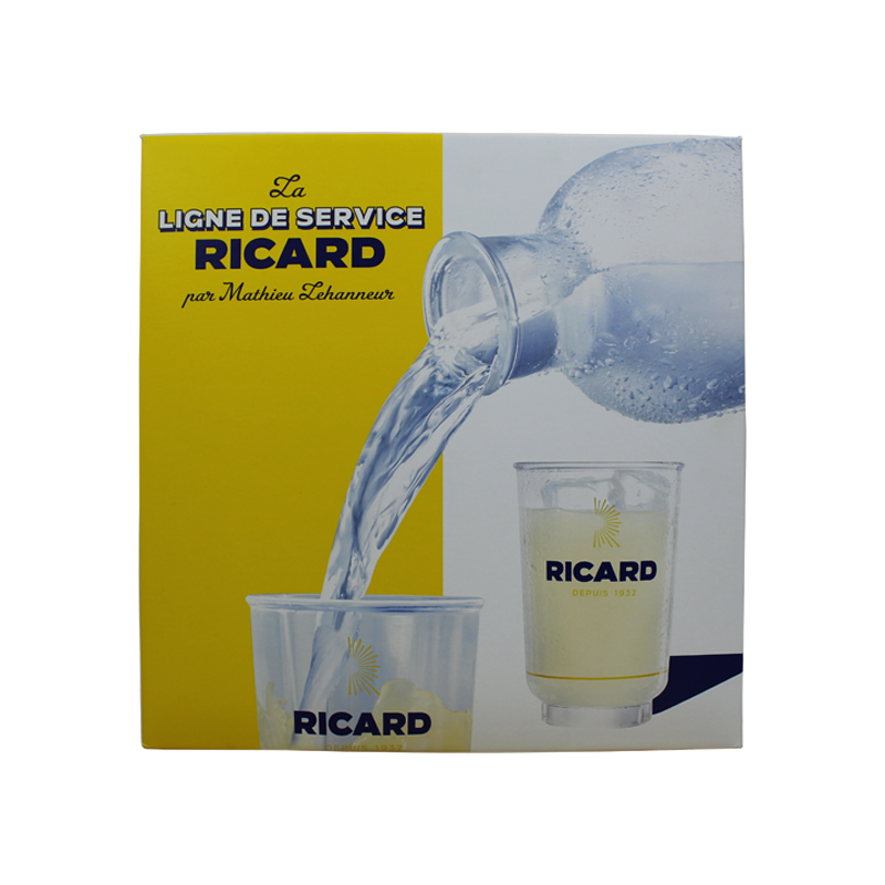 Photographie d'une bouteille de coffret la ligne de service ricard 70 cl 2 verres + 1 carafe