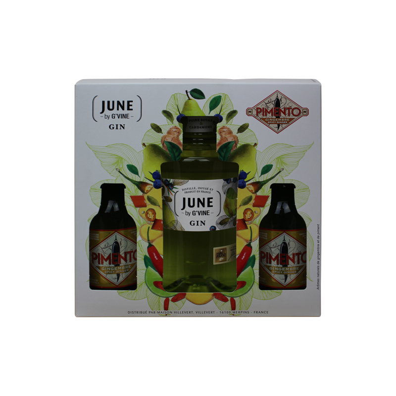 Photographie d'une bouteille de Coffret Gin June By G Vine Poire Pimento