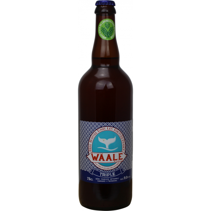 Photographie d'une bouteille de bière Waale Triple 75cl