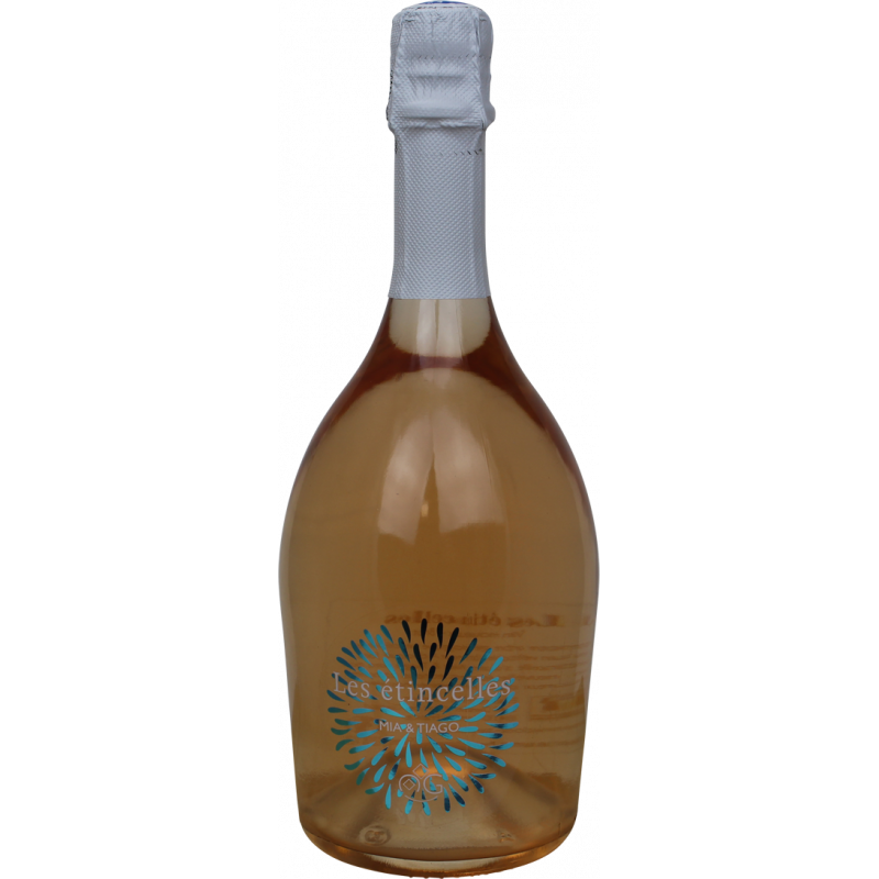 Photographie d'une bouteille de les etincelles mia et tiago garaud brut rose 75 cl