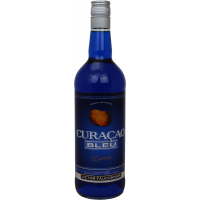 Photographie d'une bouteille de Liqueur de Curaçao Bleu Fauconnier