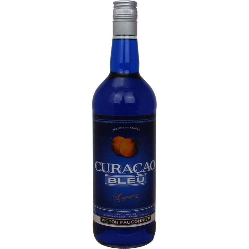 Photographie d'une bouteille de Liqueur de Curaçao Bleu Fauconnier