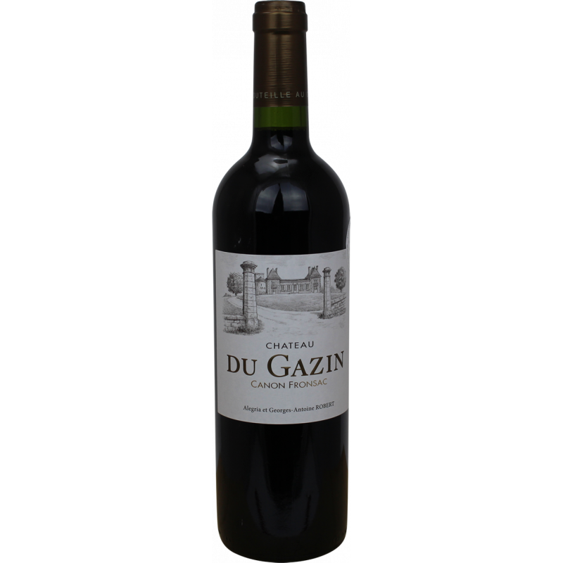 Photographie d'une bouteille de vin rouge Château du Gazin AOC Canon Fronsac 75 cl