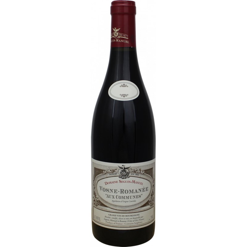 Photographie d'une bouteille de vin rouge VOSNE ROMANEE SEGUIN MANUEL