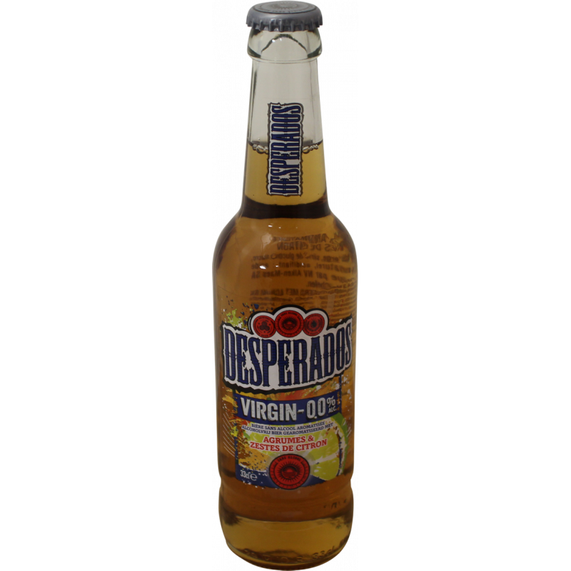 Photographie d'une bouteille de bière Desperados Virgin Zero 33cl