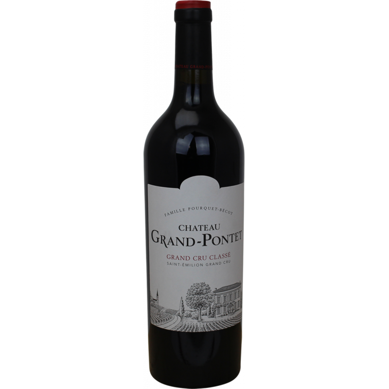 Photographie d'une bouteille de vin rouge chateau grand pontet aoc rouge 2019 75 cl cb