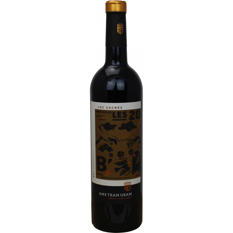 Photographie d'une bouteille de vin rouge amstragram les sacres calmel & joseph aop rouge 2023 75 cl