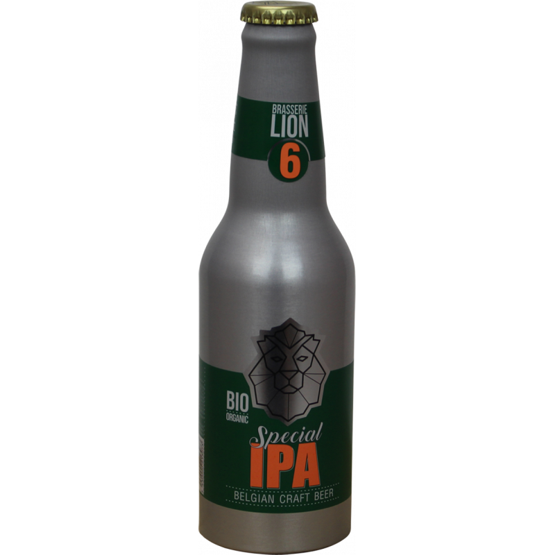 Photographie d'une bouteille de bière brasserie lion 6 special ipa bio