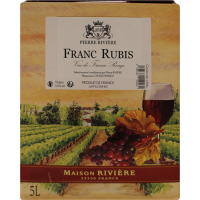 Photographie d'une bouteille de vin rouge VIN DE FRANCE FRANC RUBIS CUBIS 5L