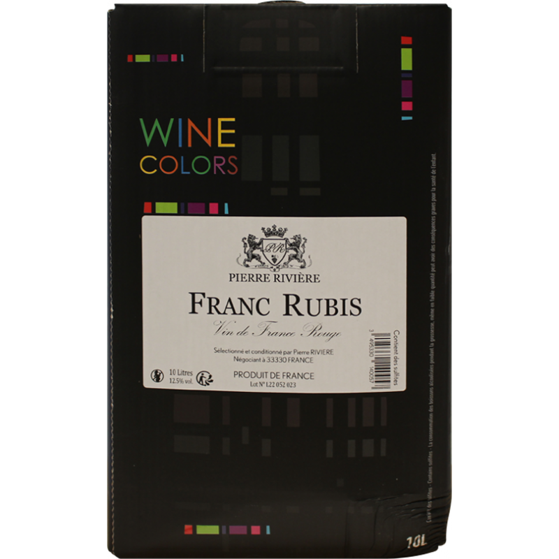 Photographie d'une bouteille de vin rouge VIN DE FRANCE ROUGE FRANC RUBIS