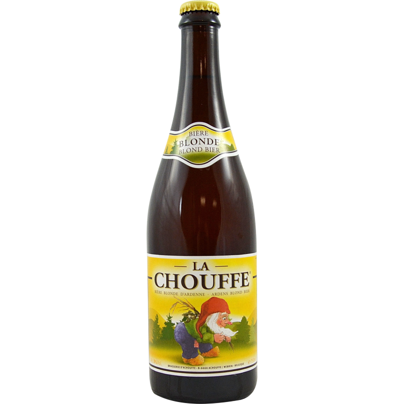 Photographie d'une bouteille de bière La Chouffe 75cl