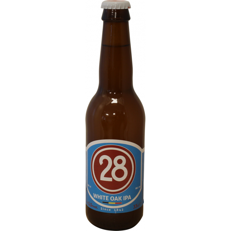 Photographie d'une bouteille de bière Caulier 28 White OAK IPA 33cl