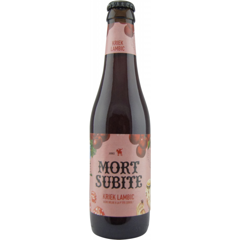 Photographie d'une bouteille de bière Mort Subite Kriek Lambic 33cl