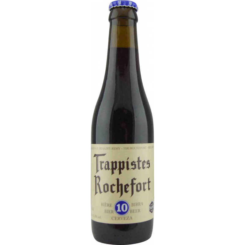 Photographie d'une bouteille de bière Trappistes Rochefort 10 Brune 33cl