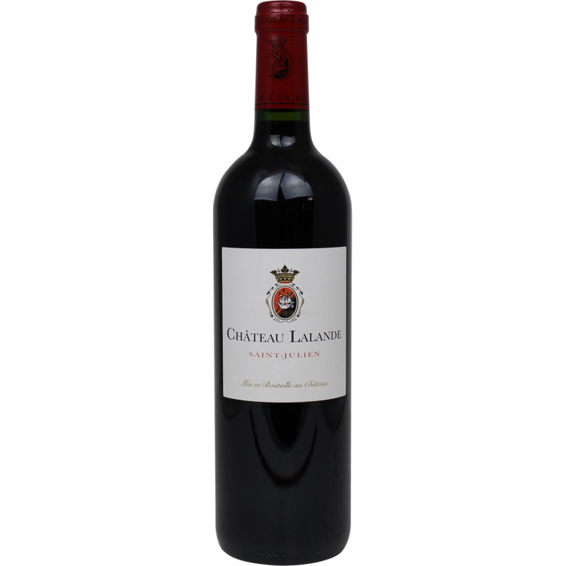 Photographie d'une bouteille de vin rouge chateau lalande saint julien aoc rouge 2014 75 cl