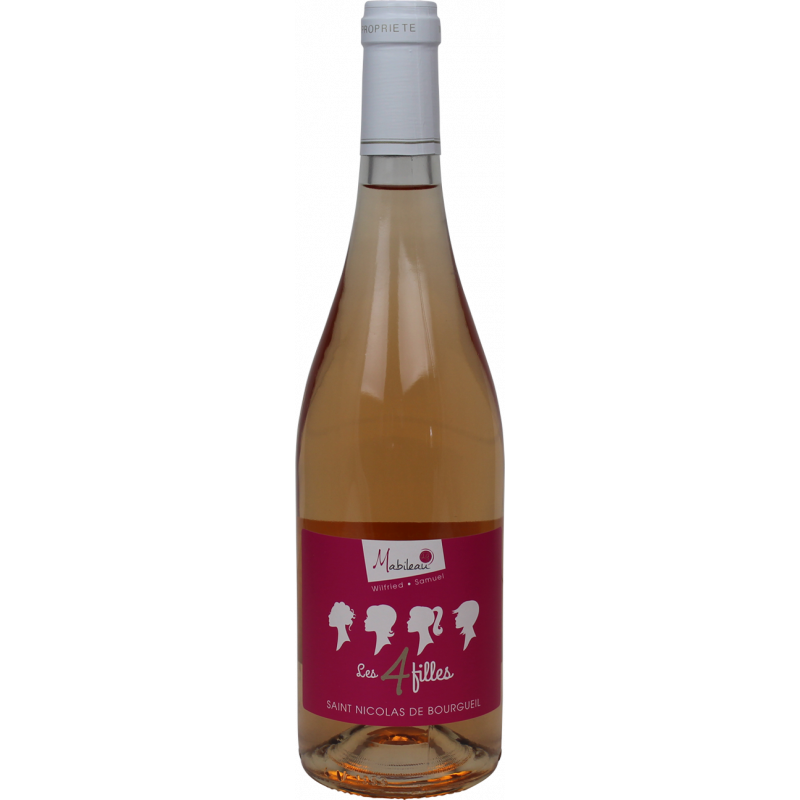 Photographie d'une bouteille de vin rosé Saint Nicolas de Bourgueil Rosé - Les 4 filles Domaine Mabileau